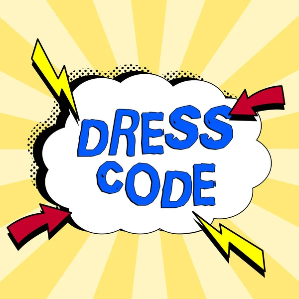 Pisanie Wyświetlania Tekstu Dress Code Słowo Dla Akceptowanego Sposobu Ubierania — Zdjęcie stockowe