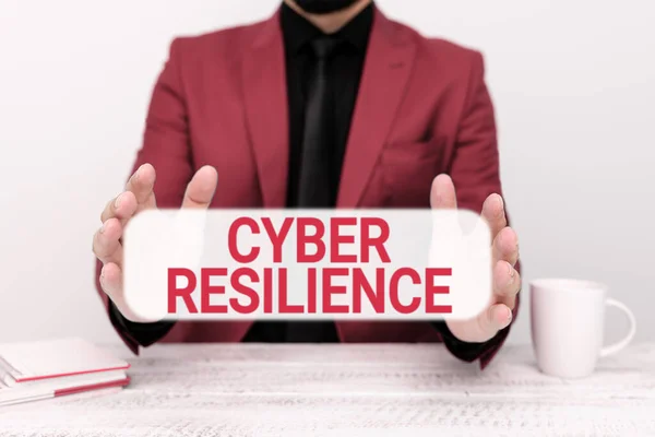 Texto Que Muestra Inspiración Cyber Resilience Medida Enfoque Empresarial Bien —  Fotos de Stock