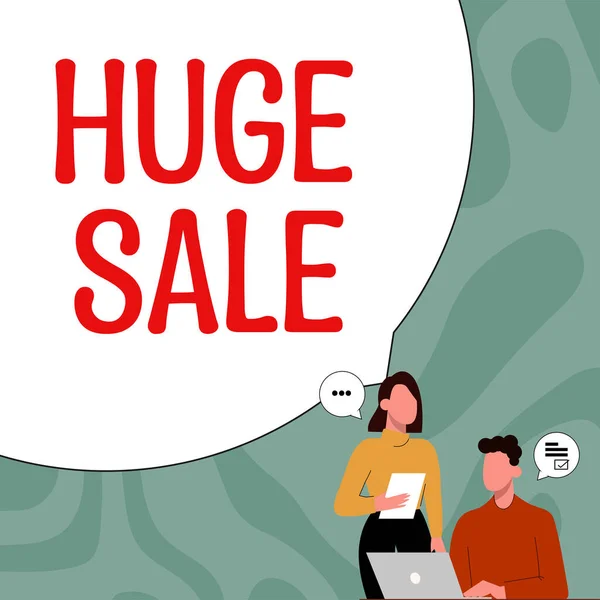 Handwriting Text Huge Sale Business Approach Putting Products High Discount — Φωτογραφία Αρχείου