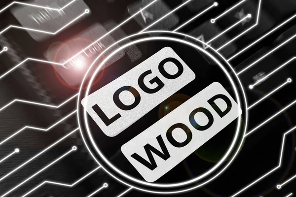 Testo Ispiratore Logo Wood Internet Concept Design Riconoscibile Simbolo Azienda — Foto Stock