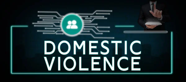 Didascalia Concettuale Violenza Domestica Internet Concetto Comportamento Violento Abusivo Diretto — Foto Stock