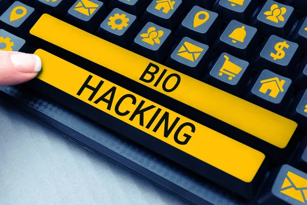 Handschriftliches Zeichen Bio Hacking Geschäftskonzept Zur Experimentellen Nutzung Genetischen Materials — Stockfoto