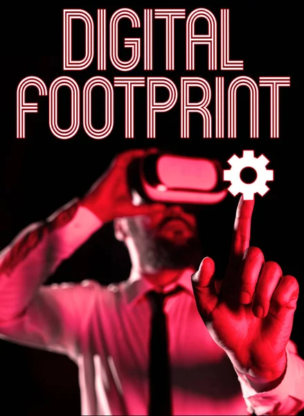 Концептуальный Дисплей Digital Footprint Internet Concept Использует Цифровые Технологии Управления — стоковое фото