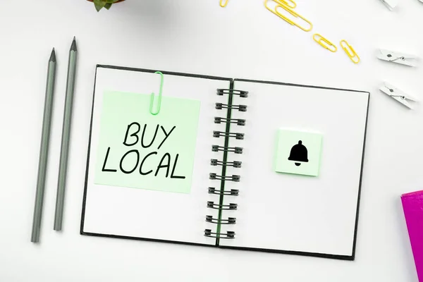Bildunterschrift Kaufen Sie Local Ein Wort Für Patronisierende Produkte Die — Stockfoto