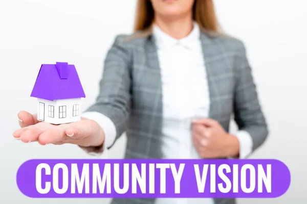 Hand Writing Sign Community Vision Concept Meaning Neighborhood Association State — Foto Stock