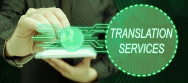 Text showing inspiration Translation Services, Business concept organization that provide people to translate speech