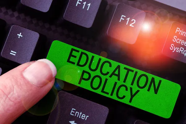 标志展示教育政策 商业展示研究领域 涉及教学方法 — 图库照片