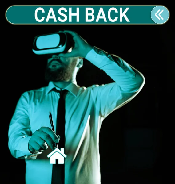 Podpis Tekstowy Prezentujący Cash Back Biznes Pomysł Zachęta Oferowana Nabywcom — Zdjęcie stockowe