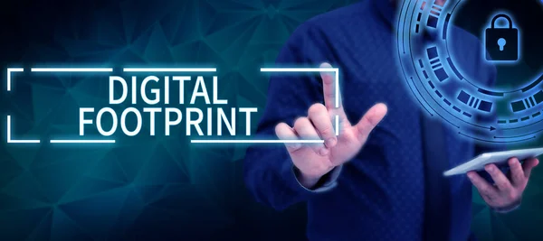 Text Showing Inspiration Digital Footprint Business Idea Uses Digital Technology — Stok Foto