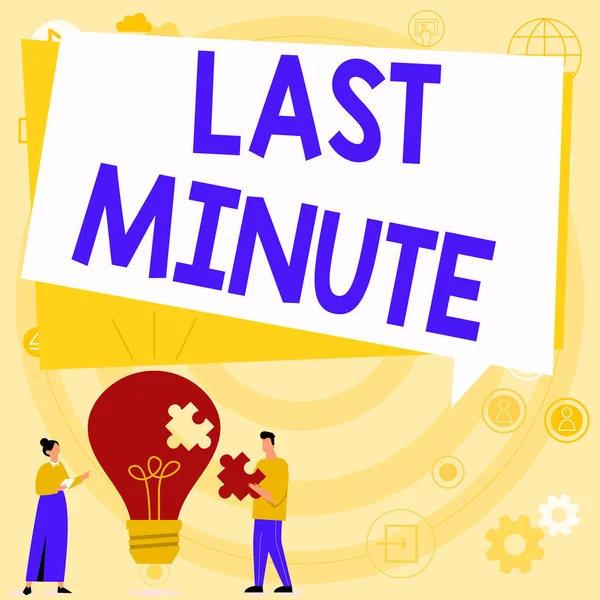 Bildunterschrift Präsentation Von Last Minute Konzeptfoto Das Spätestens Zum Zeitpunkt — Stockfoto