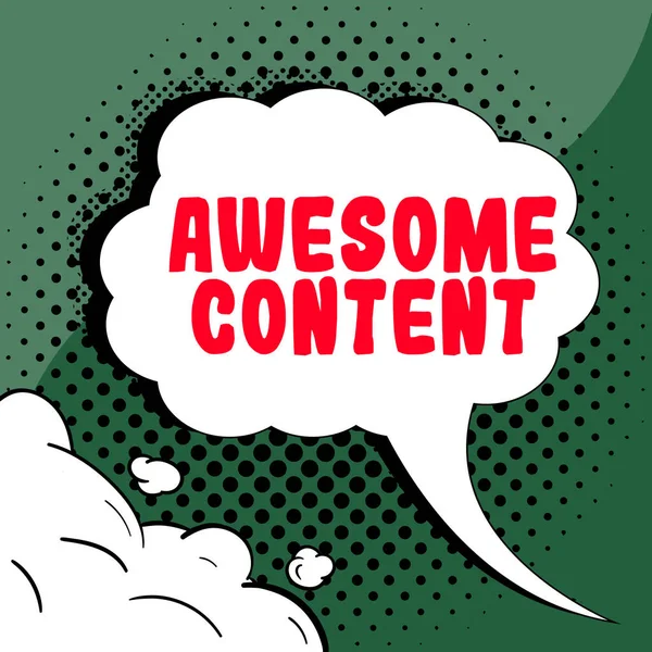 Conceptuele Weergave Awesome Content Word Geschreven Waardevolle Nuttig Meer Kans — Stockfoto