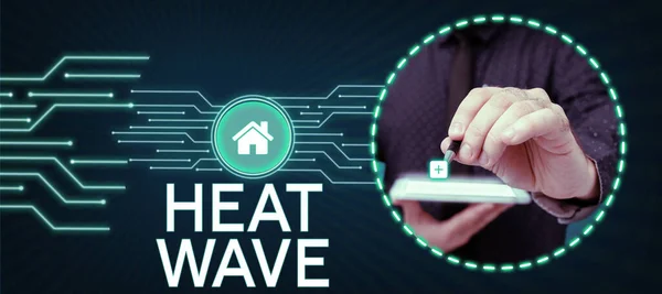 Text Caption Presenting Heat Wave Internet Concept Prolonged Period Abnormally — Stockfoto