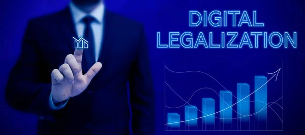 Schreiben Von Textanzeigen Digitale Legalisierung Geschäftsidee Begleitet Von Technologie Oder — Stockfoto