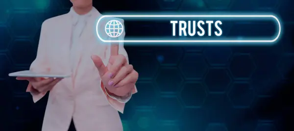 Tekenen Tonen Trusts Business Idee Stevig Geloof Betrouwbaarheid Waarheid Het — Stockfoto