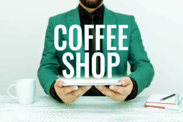 Tekst Met Inspiratie Coffee Shop Word Written Small Informal Restaurant — Stockfoto