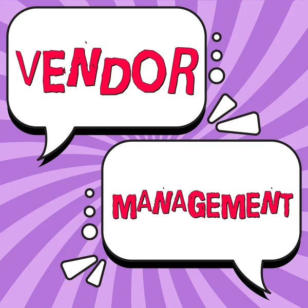 Hand Writing Sign Vendor Management Business Idea Activities Included Researching — Stock Photo, Image