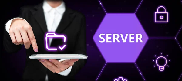 Zeichenanzeige Server Business Übersicht Computerprogramm Das Zugriff Auf Zentralisierte Ressourcen — Stockfoto