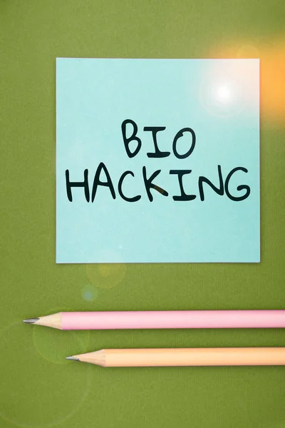 Skriva Visa Text Bio Hacking Internet Concept Utnyttja Genetiskt Material — Stockfoto