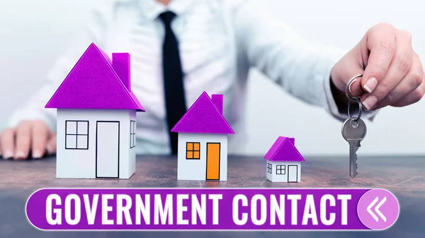 Sign Displaying Government Contact Internet Concept Debt Security Issued Government — Stockfoto