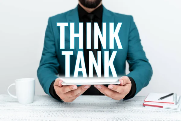 Testo Che Mostra Ispirazione Think Tank Panoramica Aziendale Pensare Soluzioni — Foto Stock