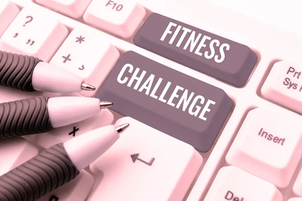 Χειρόγραφο Κείμενο Fitness Challenge Έννοια Προϋπόθεση Του Είναι Σωματικά Φόρμα — Φωτογραφία Αρχείου