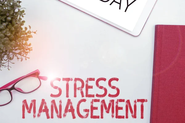 Text sign showing Stress Management, Conceptual photo learning ways of behaving and thinking that reduce stress