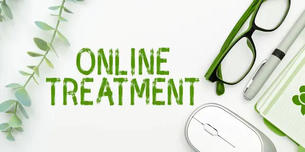 Подпись Концепцией Online Treatment Business Idea Delivery Mental Health Counseling — стоковое фото