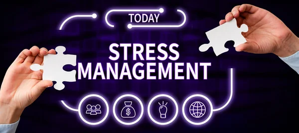 Tekenen Weergeven Stress Management Internet Concept Leren Manieren Van Gedrag — Stockfoto