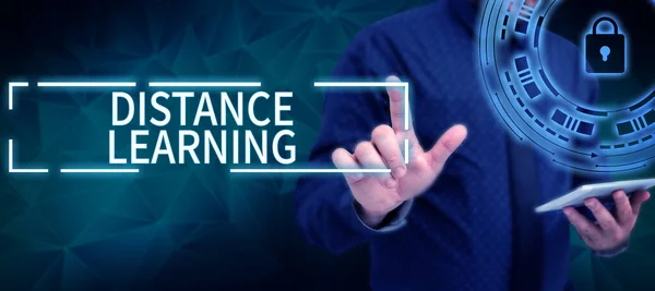 Ruční Psaní Znamení Distance Learning Obchodní Přístup Vzdělávací Přednášky Vysílané — Stock fotografie