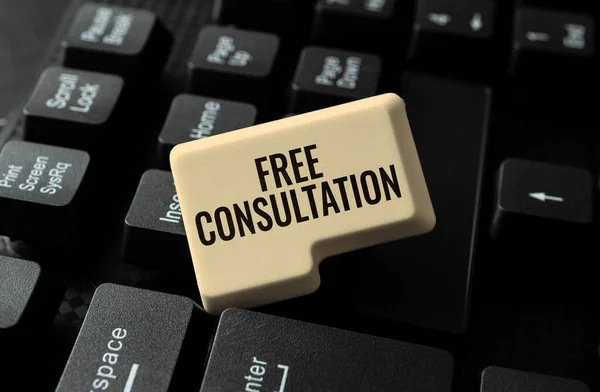 Sign Displaying Free Consultation Business Concept Giving Medical Legal Discussions — 스톡 사진