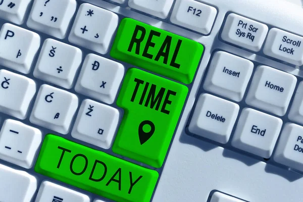 Sign displaying Real Time, Word for the actual time during which a processes or events occurs