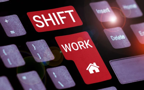 Inspiration showing sign Shift Work, Word Written on work comprising periods in which groups of workers do the jobs in rotation