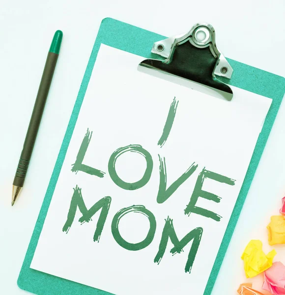 Ispirazione Mostrando Segno Love Mom Concetto Che Significa Buoni Sentimenti — Foto Stock