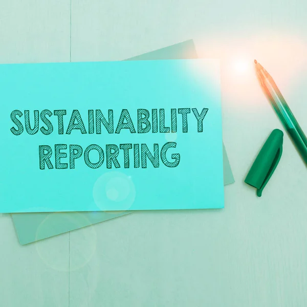 Text sign showing Sustainability Reporting, Word Written on give information economic environmental performance