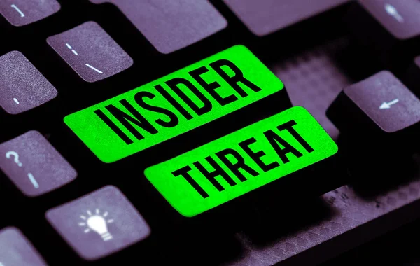 Texto Que Presenta Insider Threat Amenaza Conceptual Seguridad Fotográfica Que — Foto de Stock