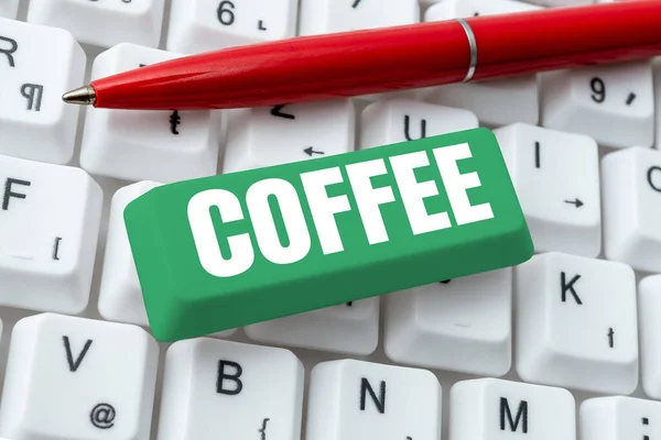Schrijven Weergeven Tekst Koffie Business Concept Warme Drank Gemaakt Van — Stockfoto