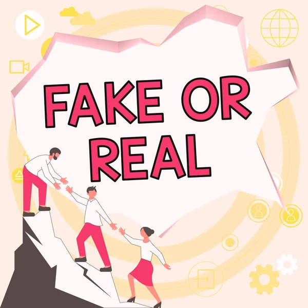 Text Der Inspiration Zeigt Fake Real Business Ansatz Unterschied Zwischen — Stockfoto