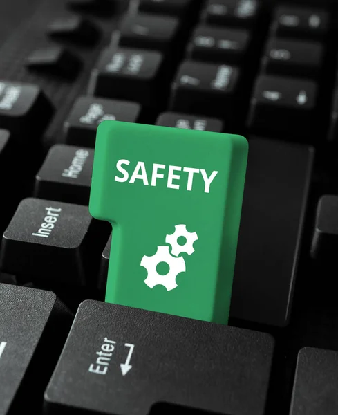 Znak Tekstowy Pokazujący Bezpieczeństwo Koncepcja Internetowa Warunek Ochrony Przed Ryzykiem — Zdjęcie stockowe