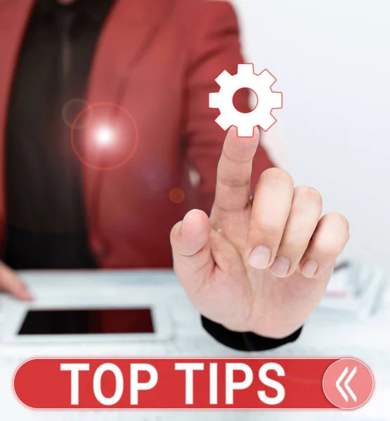 Text Sign Showing Top Tips Concept Meaning Small Particularly Useful — Stockfoto
