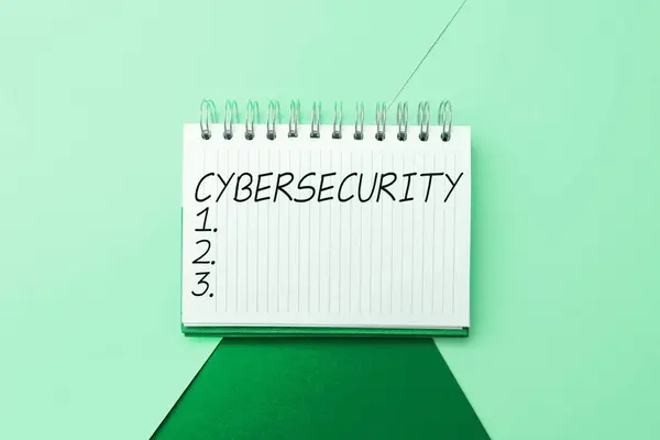 Handskrift Tecken Cybersäkerhet Internet Begreppet Tillstånd Skydd Mot Olaglig Användning — Stockfoto