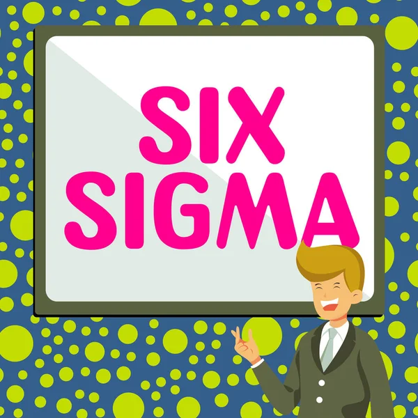 Hat Sigma Üzleti Áttekintés Menedzsment Technikák Megjelenítése Üzleti Folyamatok Javítása — Stock Fotó