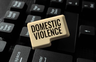 Handwriting text Domestic Violence, Word for violent or abusive behavior directed by one family or household member