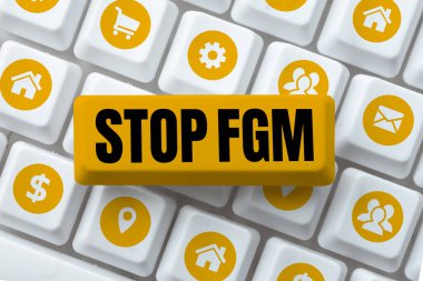 El yazısı yazısını durdurun. FGM, iş şovu. Kadın üreme organının kesilmesine ve sünnet edilmesine son verin.