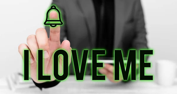 Fogalmi Felirat Love Word Írta Hogy Szeretet Érzések Önmagáért Elfogadás — Stock Fotó