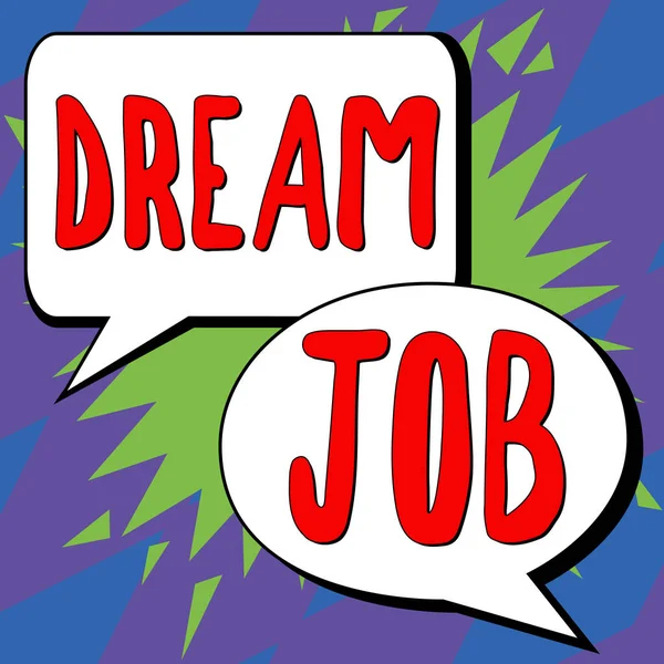 Sinal Texto Mostrando Dream Job Palavra Para Ato Que Pago — Fotografia de Stock