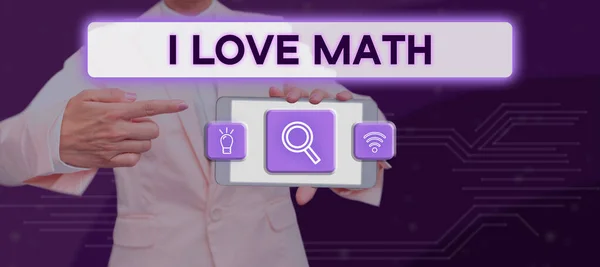 Exhibición Conceptual Love Math Word Written Gusta Mucho Hacer Cálculos — Foto de Stock