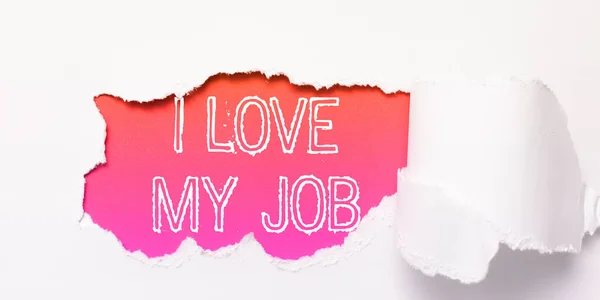 Textschild Das Zeigt Dass Ich Meinen Job Liebe Wort Dafür — Stockfoto