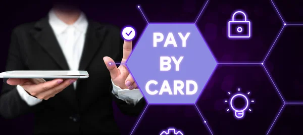 Legenda Conceitual Pay Card Abordagem Negócios Pagamentos Crédito Débito Electronic — Fotografia de Stock