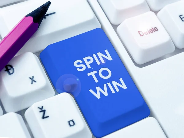 手書きテキストスピン勝つために ビジネスアプローチあなたの運を試してみてくださいフォーチュンカジノギャンブル宝くじゲームリスク — ストック写真