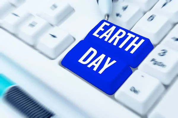 Text Caption Presenting Earth Day Business Overview Worldwide Celebration Ecology — Stock Photo, Image